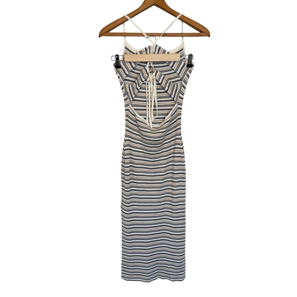 Abercrombie & Fitch Body con  Sweater Dress Women’s M, Stripe, open Back, slit - Picture 2 of 8